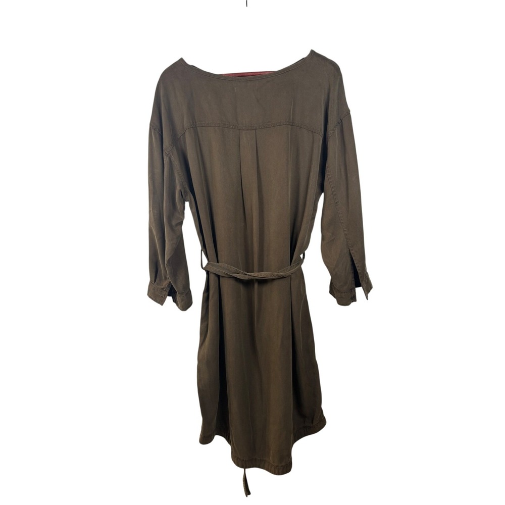 Three‎ Dots Large Green Tencel Shift Dress Belted Roll Tab Sleeve LR5823A New